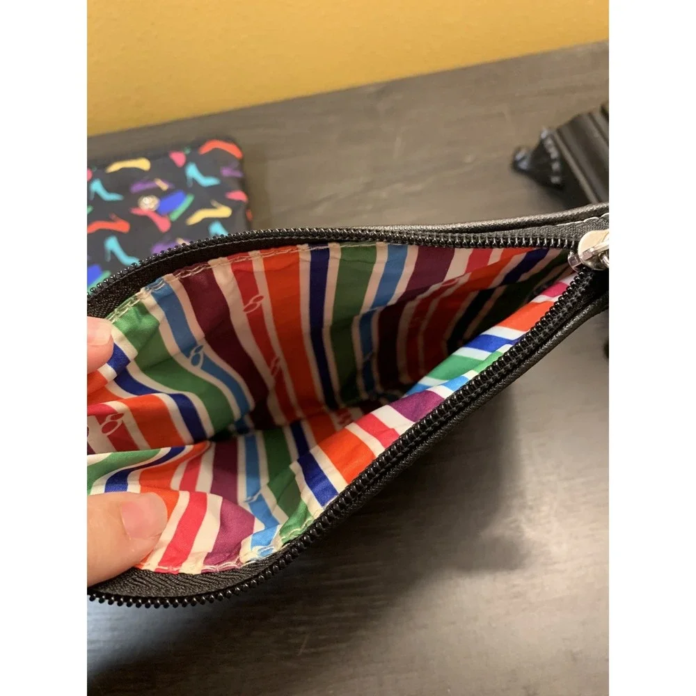Cosmetic Bags MIMOSA MAKEUP BAGs Set Of 2 Black W/ Shoe Design‎ Colorful